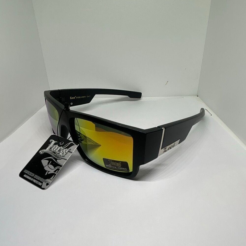 Locs Wrap Sunglasses Yellow Mirror Lens Black Frame UV400